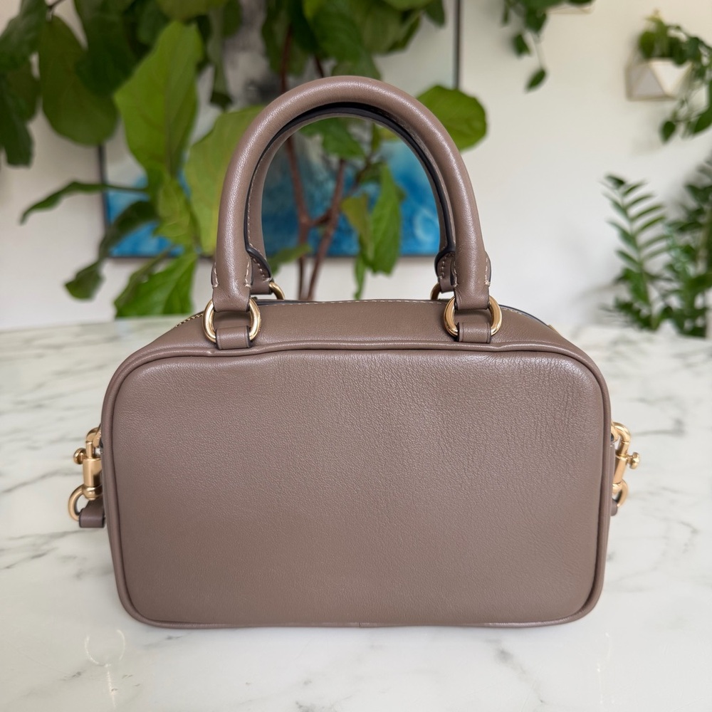 Coach Satchel Crossbody Dark Stone Leather Gold CT776 - Picture 3 of 16